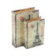 Juego 2 Cajas Libro de Mdf Decorativa Torre Eiffel Lvw