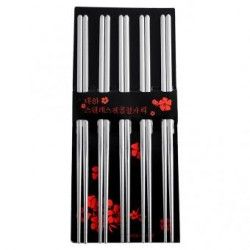 5 Pairs Stainless Steel Chopsticks (Square)